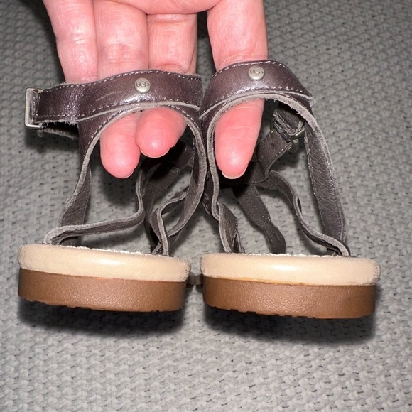 UGG Australia graphite leather "Aubray" braided front ankle strap sandals W 9‎ - Picture 5 of 9